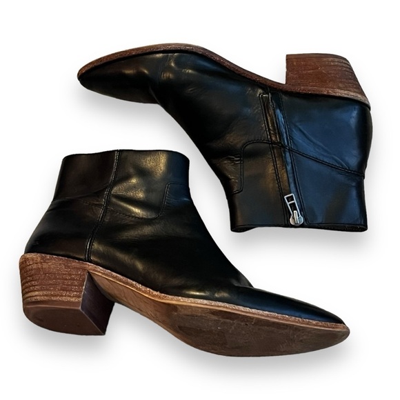 Madewell Charley Ankle Boots Pointed Side Zip Low Heel Black Leather SZ 9 K5307 - Picture 9 of 12